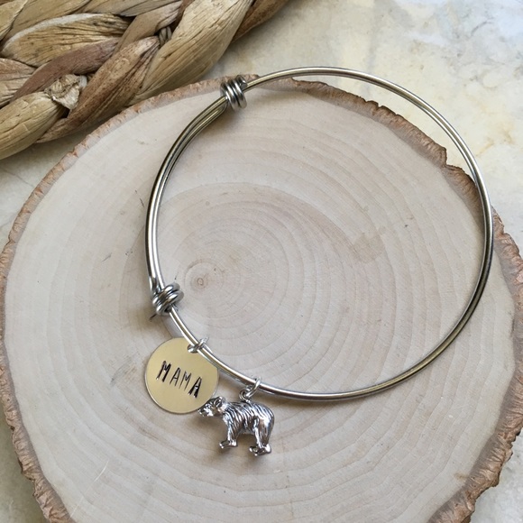 Stainless Steel Silver Colored Mama Bear Bracelet - Picture 3 of 4